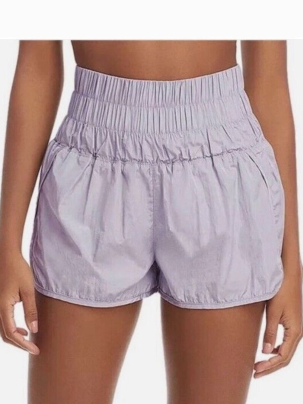 FP Movement The Way Home Shorts High-Waist Smocked Summer Shorts inLavender Sz
L